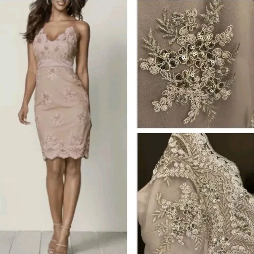 VENUS SEQUIN LACE EMBROIDERY EMBELLISHMENTS BODYCON DRESS